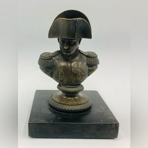 19th C Bronze Napoleon Bust on Marble Base French Empire Military Sculpture Art